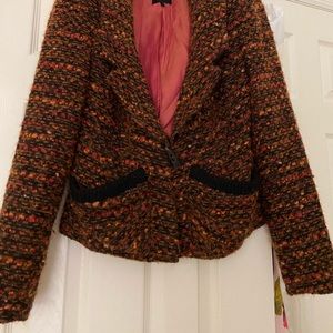 Tweed blazer with zippers on sleeves